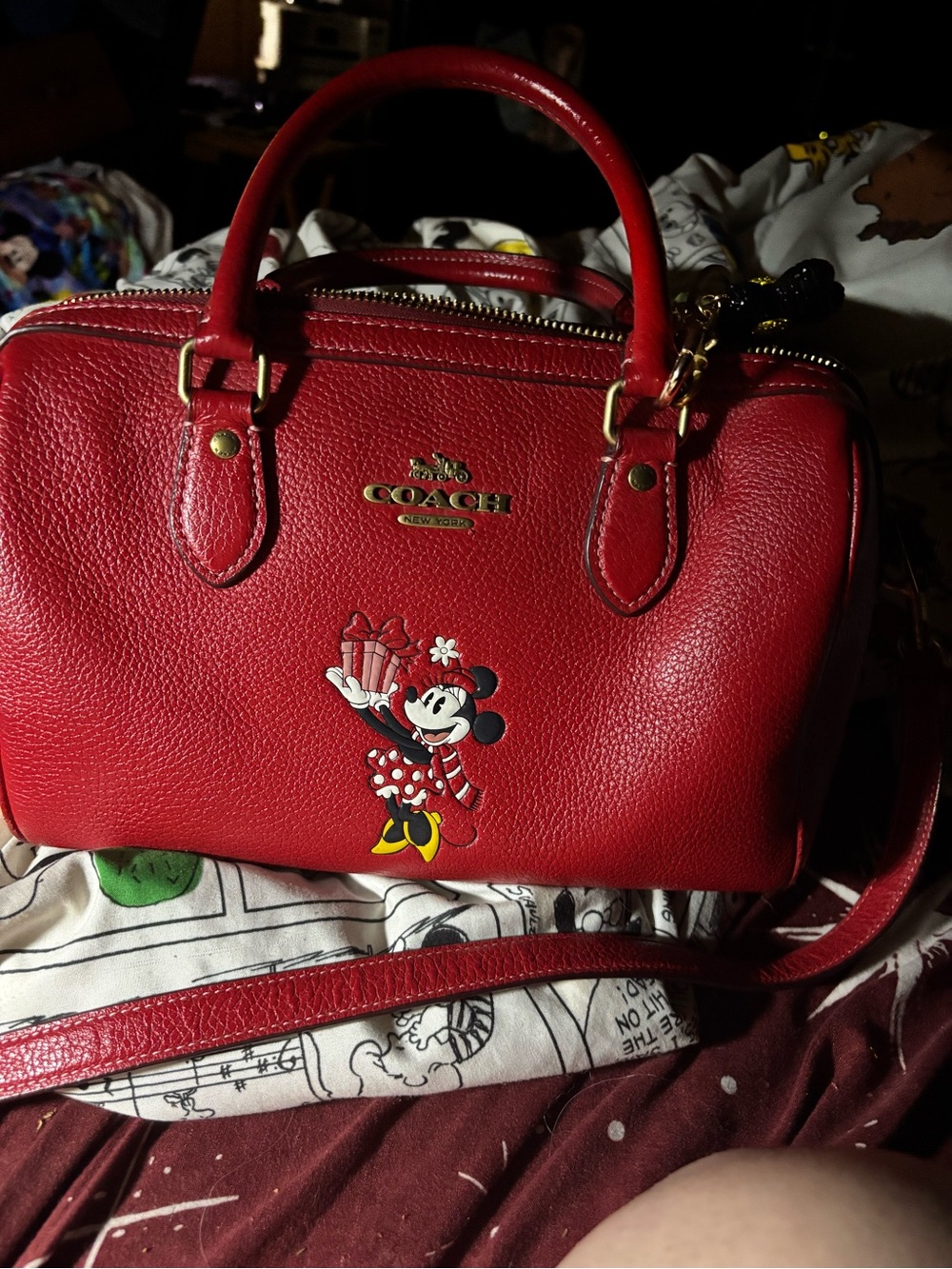 Coach Red Leather Minnie Mouse Satchel Disney, X collection collector item
